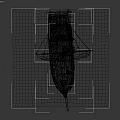 Pirate Ship With Blue Sail Skull and Crossbones Flag Wooden Hull on Waves