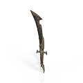 Ancient Decorative Knife With Unique Blade Shape And Ornate Hilt Design