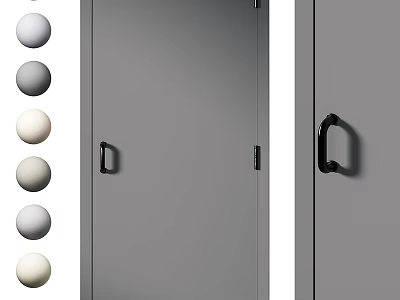 Modern Gray Swing Door With Black Metal Handle For Home Interior Design 3d model