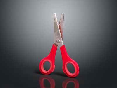 High Quality Hardware Scissors With Red Handles And Sharp Metal Blades 3d model