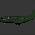 Green Passenger Plane Model With Four Propellers And Fuselage Window Design 3d model