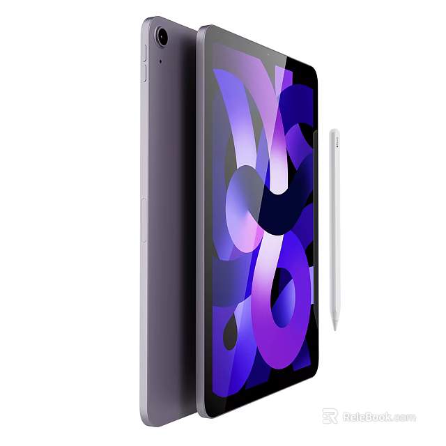 Modern Tablet Computer With Stylus Pen And Colorful Abstract Screen Design 3d model 