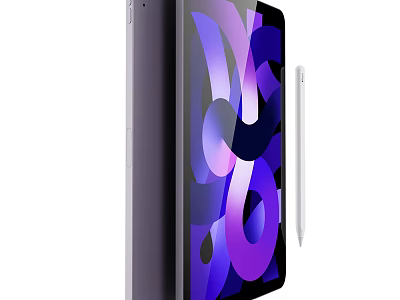 Modern Tablet Computer With Stylus Pen And Colorful Abstract Screen Design 3d model
