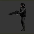 Game and Movie Tactical Soldier Character in Military Gear With Helmet and Rifle Standing Pose