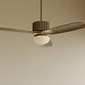 Modern Ceiling Fan Light With Wooden Blades And Globe Bulb Design 3d model