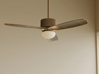 Modern Ceiling Fan Light With Wooden Blades And Globe Bulb Design 3d model