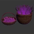 Woven Baskets Interior Display With Small Basket Pink Items And Large Basket Green Plants