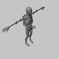 Gory Zombie Bound to Torture Device With Menacing Expression and Blood