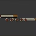 Cigarettes Arranged On Dark Background With White Filters And Brown Tips