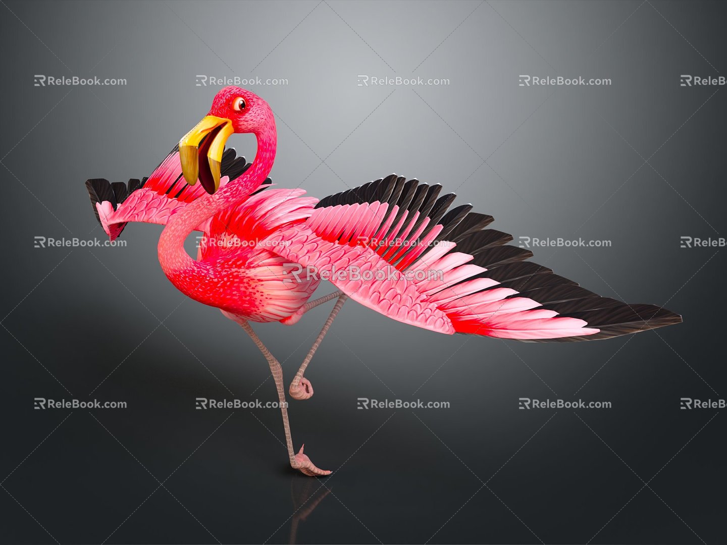 Modern Flamingo Cartoon Flamingo Anime Flamingo 3d model