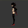 Female Character With Red Weapon And Creature Inspired Wings In Dark Red Outfit
