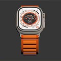 Sporty Wristwatch With Orange Nylon Strap And Square Dial On Black Background