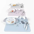 Cute Animal Shaped Children's Tableware Set With Divided Plates Bowls Spoons Forks And Placemats
