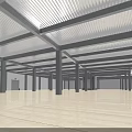Spacious Industrial Factory Building Featuring Steel Structure Columns Roof Trusses And Windows