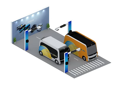 Modern self-driving tram 3d model