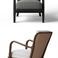 Stylish Modern Leisure Chair With Wooden Frame Upholstered Seat And Armrests