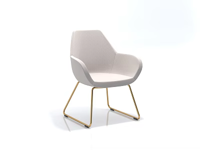 Modern Leisure Chair With Light Gray Upholstery And Gold Metal Sleek Legs 3d model