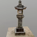 Traditional Stone Lantern Outdoor Furniture With Carved Pedestal Base And Hollowed Panels For Garden Decor