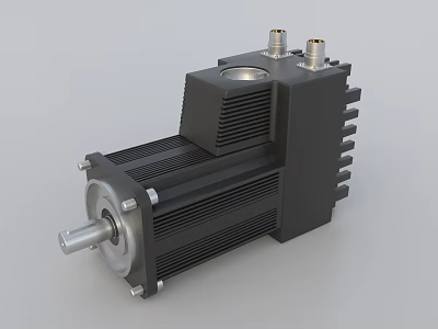 High Performance Industrial Electric Motor With Shaft Cooling Fins And Ports 3d model