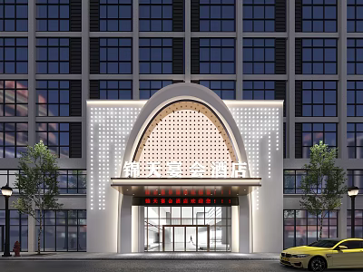 Hotel Door Head Landscape Tree sports car Road 3d model