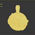 Intricate Carved Silver Pendant Sculpture With Detailed Feather And Round Shape