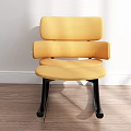 Modern Yellow Rocking Chair with Black Frame and Wooden Floor Interior