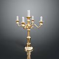 Elegant Golden Candelabra With Five White Candles Classic Design Home Decor