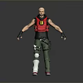 Man Wearing Red Vest with Number 3 Black Sleeveless Top Green Pants White Knee Pads