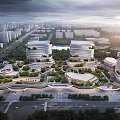 Modern High Rise Buildings With Green Roof Design In Urban Park Landscape