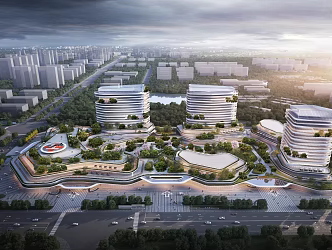 modern hospital building hospital complex 3d model