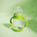 Green Transparent Baby Bottle With Two Ergonomic Handles For Infants