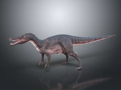 Realistic Theropod Dinosaur 3D Model With Open Mouth Sharp Teeth Standing Pose 3d model