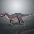 Realistic Theropod Dinosaur 3D Model With Open Mouth Sharp Teeth Standing Pose 3d model