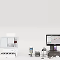 Industrial Equipment Set Featuring POS Terminal Cash Register Receipt Printer And Scanner