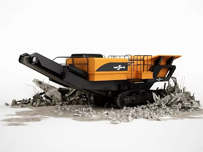 Tracked Mobile Crusher Vehicle For Efficient Construction Debris Crushing On Site 3d model