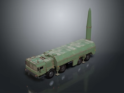 Green Military Armored Combat Tank With Long Range Missile Launcher System And Heavy Tracks 3d model