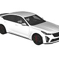 White Cadillac Sedan With Sporty Design Black Wheels And Rear Spoiler