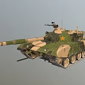 Military Armored Tank Featuring Camouflage Design Long Cannon Tracks And Star Emblem