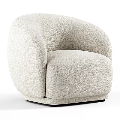 Modern Textured Fabric Armchair With Curved Arms And Neutral Contemporary Design 3d model