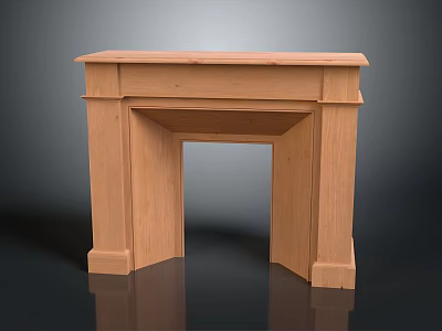 Wooden Fireplace Mantel With Simple Design And Natural Wood Texture Details 3d model