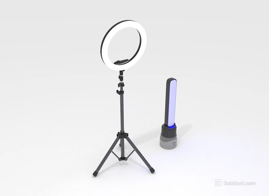 Furniture Ring Light With Tripod Stand And Portable LED Lamp Fixture 3d model 