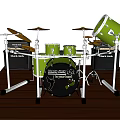 Green Union Jack Drum Set With Cymbals Speakers And Musical Instruments