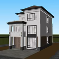 Two Story Modern Detached Villa With White Exterior Dark Roof And Greenery