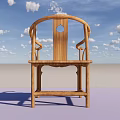 Wooden Traditional Armchair With Curved Armrests And Circular Backrest Cutout