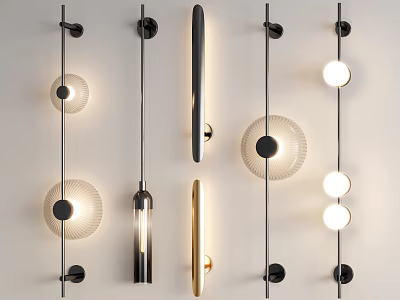 Modern Wall Lamps With Different Designs Round Glass Shades And Soft Illumination 3d model