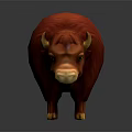 Vibrant 3D Cartoon Bull Character With Red Fur Yellow Horns And Green Eyes
