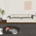 Modern double sofa coffee table combination 3d model