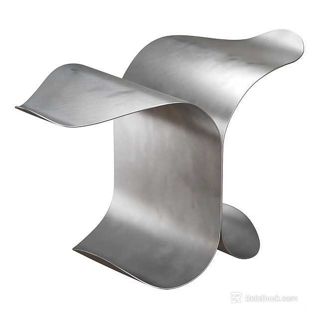 Unique Modern Stainless Steel Side Table With Curved Sleek Contemporary Design 3d model 
