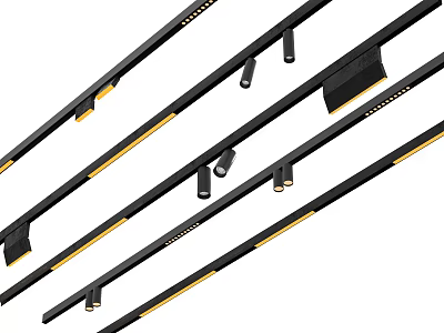 Modern Track Mounted Downlights And Spotlights With Black Gold Adjustable Design Fixtures 3d model