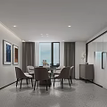 Modern Restaurant Interior With Open Space Large Windows Gray Floor Tables And Wooden Accents